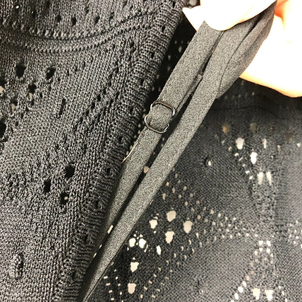 SALE A.L.C. Trevi Black V-Neck Tie-Front Detail Crochet Fringed Midi Dress Large - Picture 13 of 15
